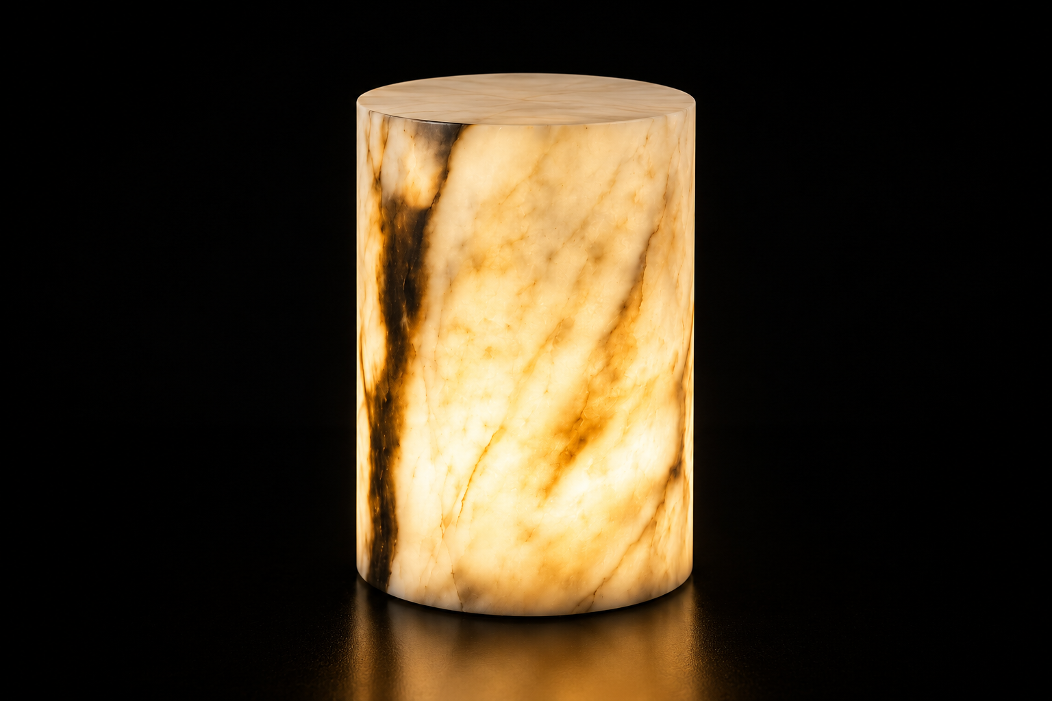 Alba Marble Lamp glowing