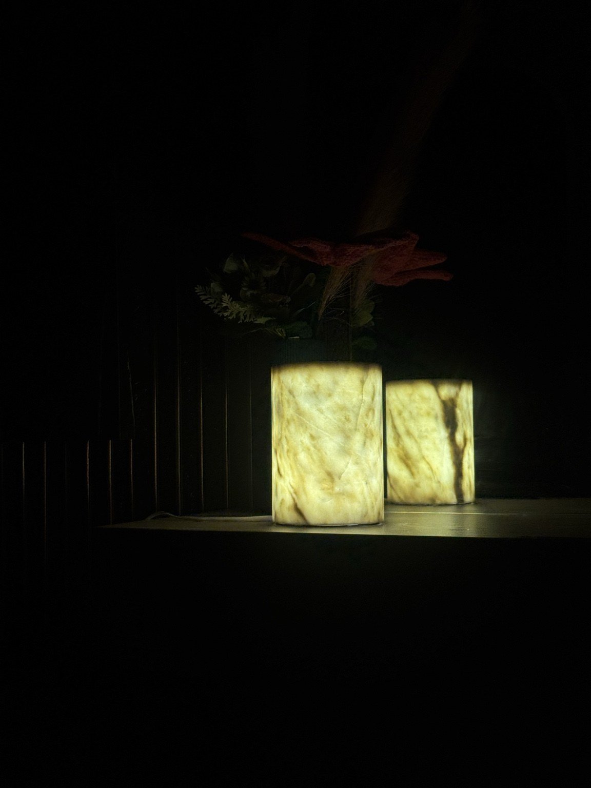 Alba Marble lamp glowing in an elegant interior