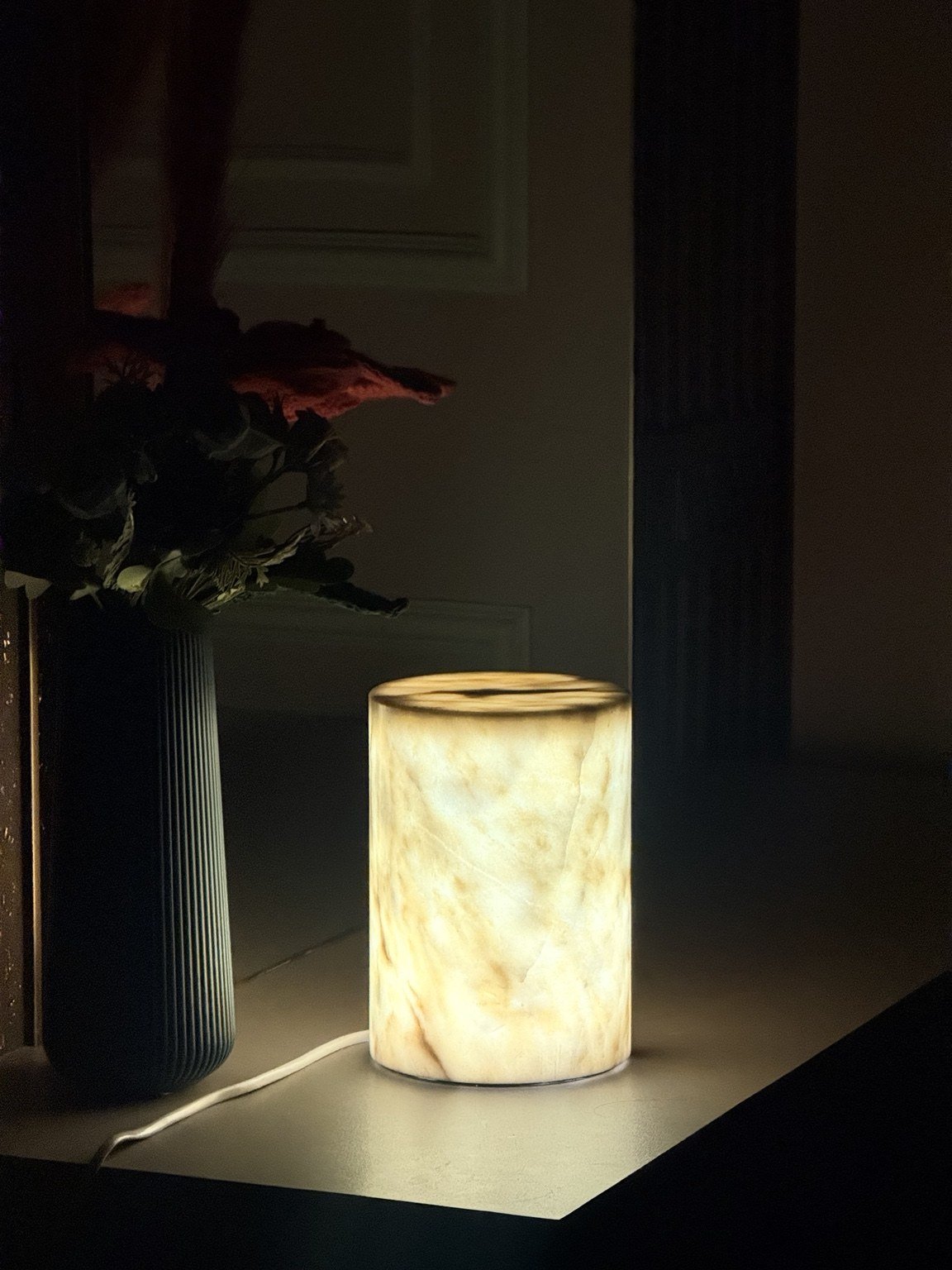 Alba Marble lamp illuminating a refined home interior